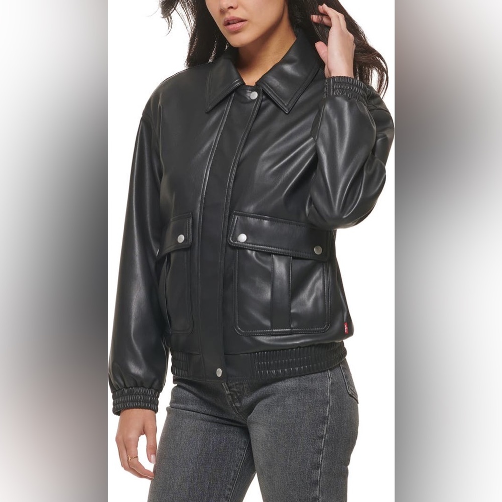 Levi’s Faux Leather Dad Bomber Jacket, Size Small, NWOT